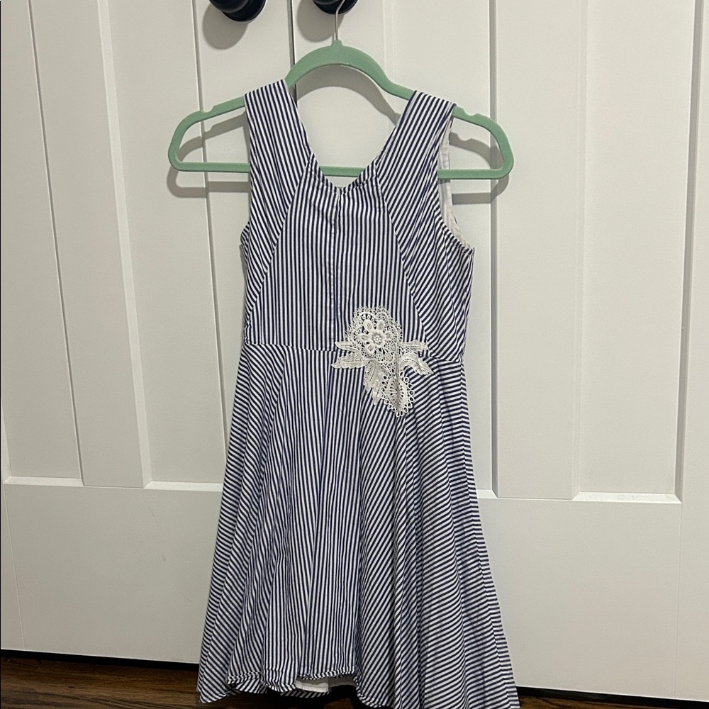 Rare Editions Navy and White Striped Dress
